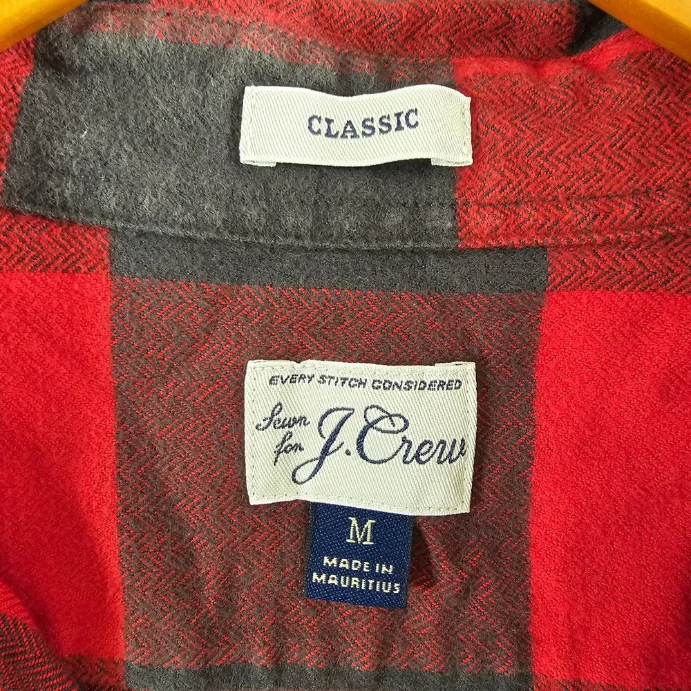 J Crew‎ Classic Red Black Buffalo Plaid Flannel Shirt Men's Medium Cotton